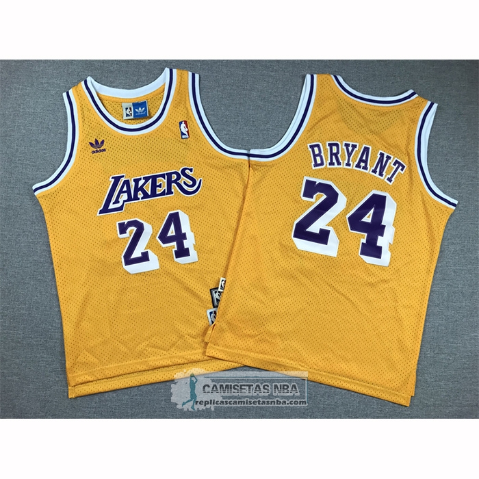 Camiseta Nino Los Angeles Lakers Kobe Bryant NO 24 Hardwood Classic Amarillo
